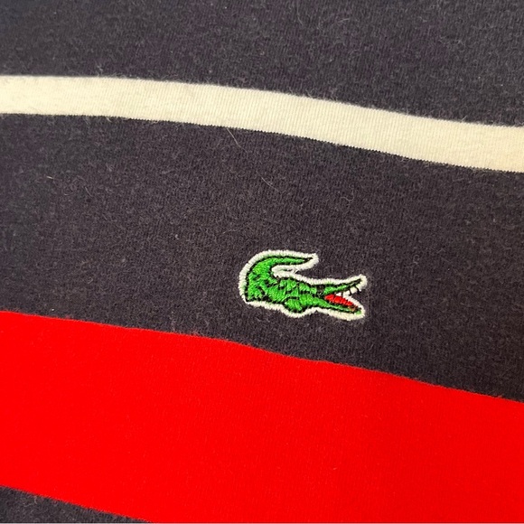 Lacoste Men Red, White, Blue Striped Polo w/ Red Collar XXL - Picture 7 of 11